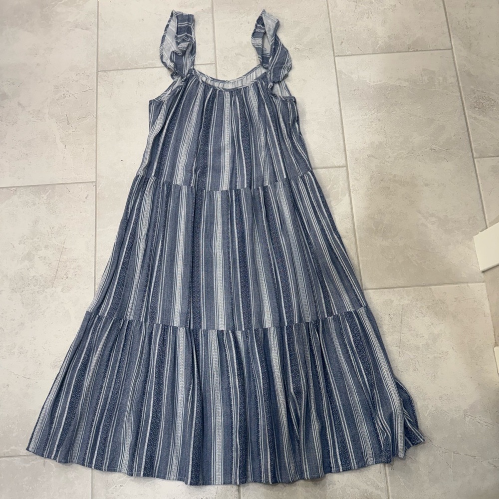 Ecothreads Blue Tiered Striped Dress - Picture 2 of 3